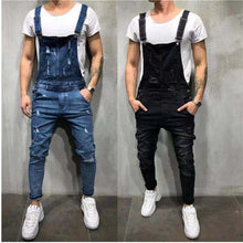 Load image into Gallery viewer, 2019 HOT New Style Men's Ripped Jeans Jumpsuits Hi Street Distressed Denim Bib Overalls For Man Suspender Pants
