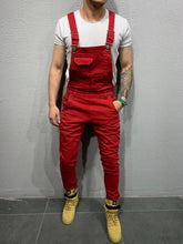 Load image into Gallery viewer, 2019 HOT New Style Men's Ripped Jeans Jumpsuits Hi Street Distressed Denim Bib Overalls For Man Suspender Pants