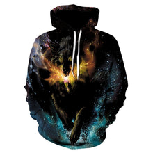 Load image into Gallery viewer, 2020 men's and women's casual round-neck hooded sweatshirts fashion 3D animal spitfire Wolf sports hoodies