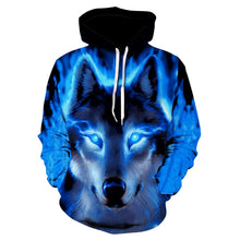 Load image into Gallery viewer, 2020 men's and women's casual round-neck hooded sweatshirts fashion 3D animal spitfire Wolf sports hoodies