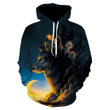 Load image into Gallery viewer, 2020 men's and women's casual round-neck hooded sweatshirts fashion 3D animal spitfire Wolf sports hoodies