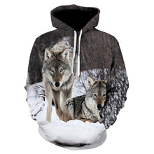 Load image into Gallery viewer, 2020 men's and women's casual round-neck hooded sweatshirts fashion 3D animal spitfire Wolf sports hoodies