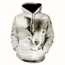 Load image into Gallery viewer, 2020 men's and women's casual round-neck hooded sweatshirts fashion 3D animal spitfire Wolf sports hoodies