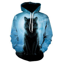 Load image into Gallery viewer, 2020 men's and women's casual round-neck hooded sweatshirts fashion 3D animal spitfire Wolf sports hoodies