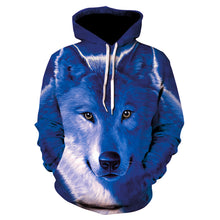 Load image into Gallery viewer, 2020 men's and women's casual round-neck hooded sweatshirts fashion 3D animal spitfire Wolf sports hoodies