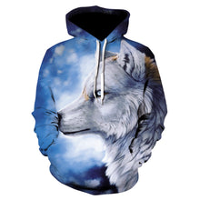 Load image into Gallery viewer, 2020 men's and women's casual round-neck hooded sweatshirts fashion 3D animal spitfire Wolf sports hoodies