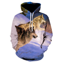 Load image into Gallery viewer, 2020 men's and women's casual round-neck hooded sweatshirts fashion 3D animal spitfire Wolf sports hoodies