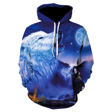 Load image into Gallery viewer, 2020 men's and women's casual round-neck hooded sweatshirts fashion 3D animal spitfire Wolf sports hoodies