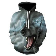 Load image into Gallery viewer, 2020 men's and women's casual round-neck hooded sweatshirts fashion 3D animal spitfire Wolf sports hoodies