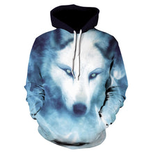 Load image into Gallery viewer, 2020 men's and women's casual round-neck hooded sweatshirts fashion 3D animal spitfire Wolf sports hoodies