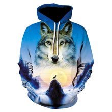 Load image into Gallery viewer, 2020 men's and women's casual round-neck hooded sweatshirts fashion 3D animal spitfire Wolf sports hoodies