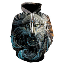 Load image into Gallery viewer, 2020 men's and women's casual round-neck hooded sweatshirts fashion 3D animal spitfire Wolf sports hoodies