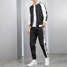 Load image into Gallery viewer, Men's Set Fashion Sports Men Sweatsuit Hip Hop Fitness Clothing Two Pieces Sweatshirt Sweatpant Male Tracksuit Black White Grey