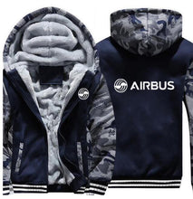 Load image into Gallery viewer, Men's autumn and winter pilot Airbus jacket BOEING AIRPLANE hoodie sports zipper thickening camouflage jacket (can be customized