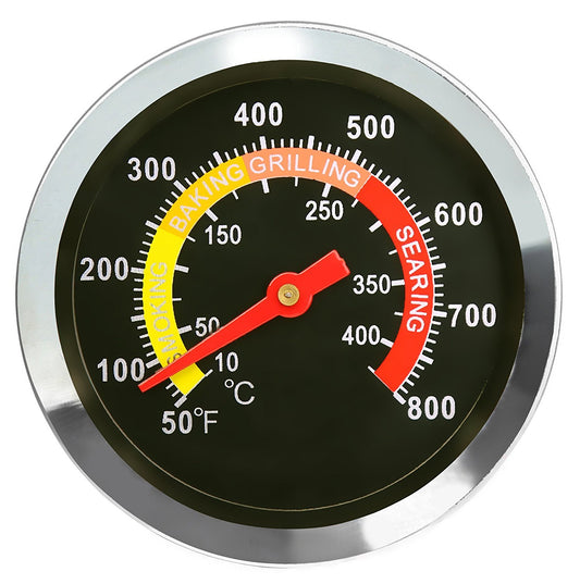 BBQ Charcoal Grill Smoker Temperature Gauge Pit Barbecue Thermometer Fahrenheit and Heat Indicator for Meat Cooking Port Lamb Beef, Stainless Steel Temp Gauge