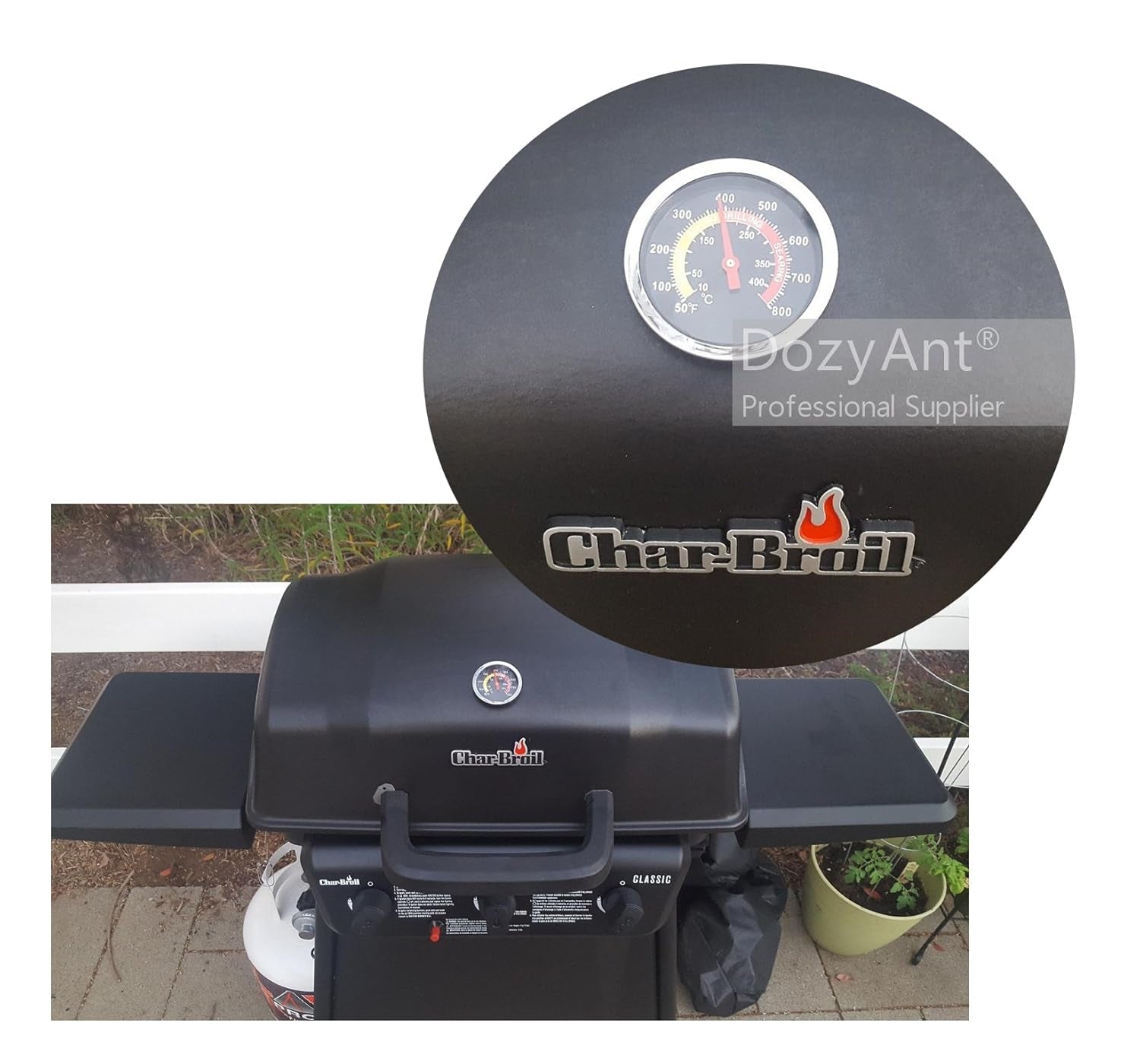 BBQ Charcoal Grill Smoker Temperature Gauge Pit Barbecue Thermometer Fahrenheit and Heat Indicator for Meat Cooking Port Lamb Beef, Stainless Steel Temp Gauge