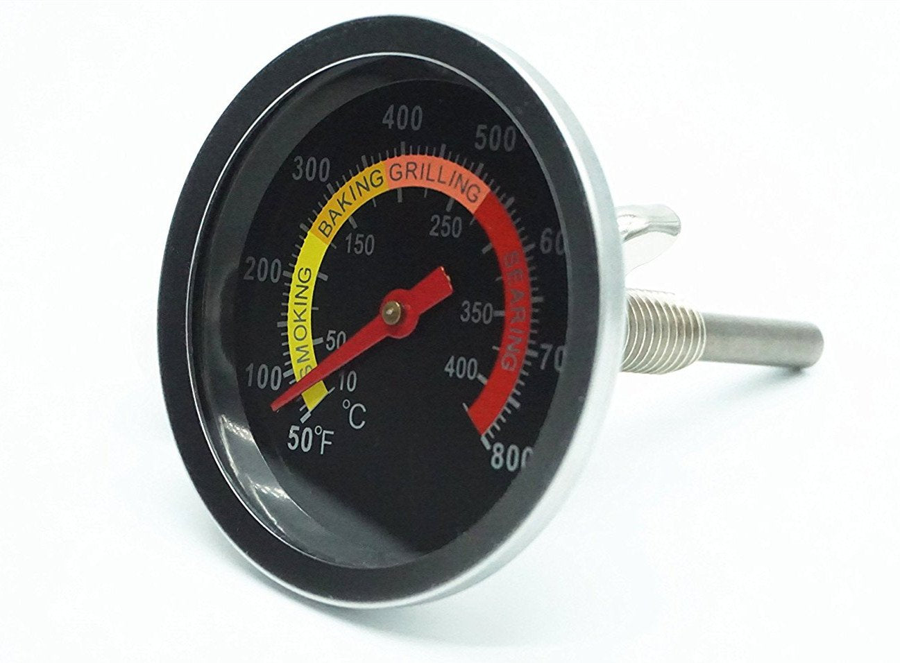 BBQ Charcoal Grill Smoker Temperature Gauge Pit Barbecue Thermometer Fahrenheit and Heat Indicator for Meat Cooking Port Lamb Beef, Stainless Steel Temp Gauge