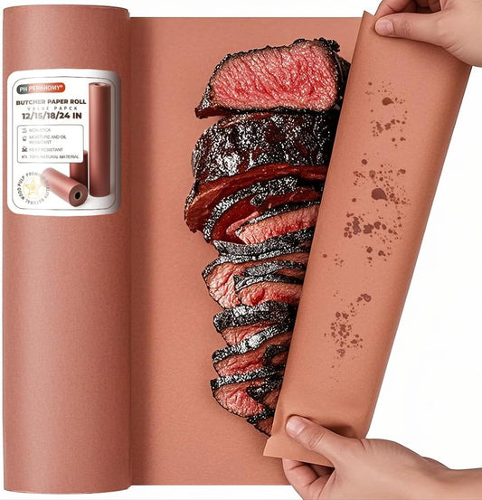 Perkhomy 18" X 200' (2400") Pink Butcher Paper Roll for Smoker BBQ Grilling Smoking Meat Unbleached Uncoated Unwaxed Peach (Pink, 18" X 200')