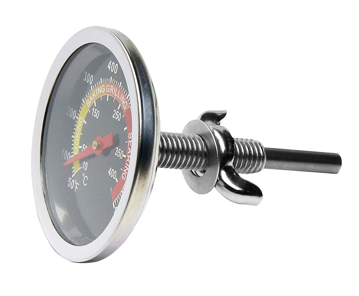 BBQ Charcoal Grill Smoker Temperature Gauge Pit Barbecue Thermometer Fahrenheit and Heat Indicator for Meat Cooking Port Lamb Beef, Stainless Steel Temp Gauge