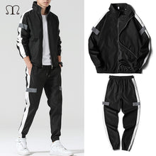 Load image into Gallery viewer, Men&#39;s Set Fashion Sports Men Sweatsuit Hip Hop Fitness Clothing Two Pieces Sweatshirt Sweatpant Male Tracksuit Black White Grey
