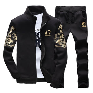 Men's Sportswear Sets 2019 Spring Autumn Male Casual Tracksuit Men 2 Piece Zipper Sweatshirt + Sweatpants Brand Track Suit Set