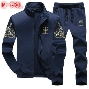 Plus Size 9XL 8XL Men's Sporting Suit Male Tracksuit Men Spring Autumn Casual Sportswear Big Size 2PC Jacket+Pants Clothing Sets