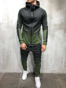 ZOGAA Men's Sportswear Two Piece Set Mens Casual Hooded Sports Wear Men's Tracksuit Training Sweat Suit Men Track Suit M-3XL