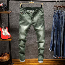 Load image into Gallery viewer, Spring Autu New Men&#39;s Elastic Cotton Stretch Jeans Pants Loose Fit Denim Trousers Men&#39;s Brand Fashion Wear and washed jean pants
