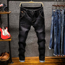 Load image into Gallery viewer, Spring Autu New Men&#39;s Elastic Cotton Stretch Jeans Pants Loose Fit Denim Trousers Men&#39;s Brand Fashion Wear and washed jean pants
