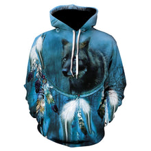 Load image into Gallery viewer, 2020 men&#39;s and women&#39;s casual round-neck hooded sweatshirts fashion 3D animal spitfire Wolf sports hoodies
