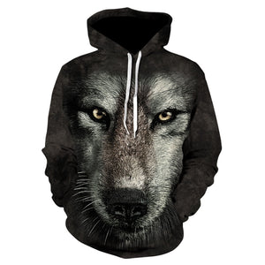 2020 men's and women's casual round-neck hooded sweatshirts fashion 3D animal spitfire Wolf sports hoodies