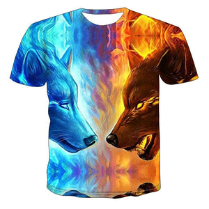 2020 New 3D Wolf Head Cool Men's T-Shirt Funny animal fashion unisex casual t-shirt Summer street quick-drying fashion t-shirt