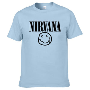 Nirvana Hip Hop Men's T-Shirt Summer Rock Band Harajuku Printed T-Shirt 100% Cotton Comfortable Street Clothing Loose O-Neck Top