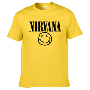 Nirvana Hip Hop Men's T-Shirt Summer Rock Band Harajuku Printed T-Shirt 100% Cotton Comfortable Street Clothing Loose O-Neck Top