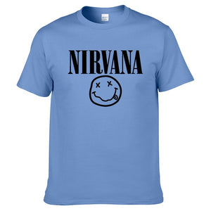 Nirvana Hip Hop Men's T-Shirt Summer Rock Band Harajuku Printed T-Shirt 100% Cotton Comfortable Street Clothing Loose O-Neck Top