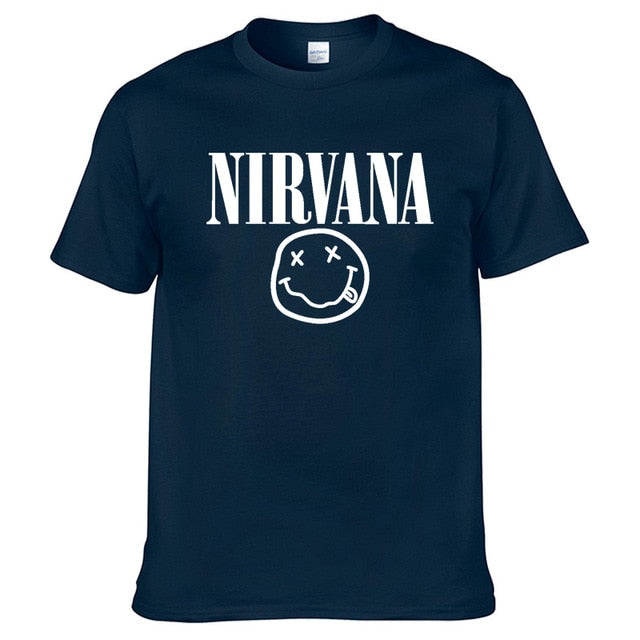 Nirvana Hip Hop Men's T-Shirt Summer Rock Band Harajuku Printed T-Shirt 100% Cotton Comfortable Street Clothing Loose O-Neck Top