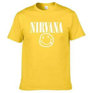 Nirvana Hip Hop Men's T-Shirt Summer Rock Band Harajuku Printed T-Shirt 100% Cotton Comfortable Street Clothing Loose O-Neck Top