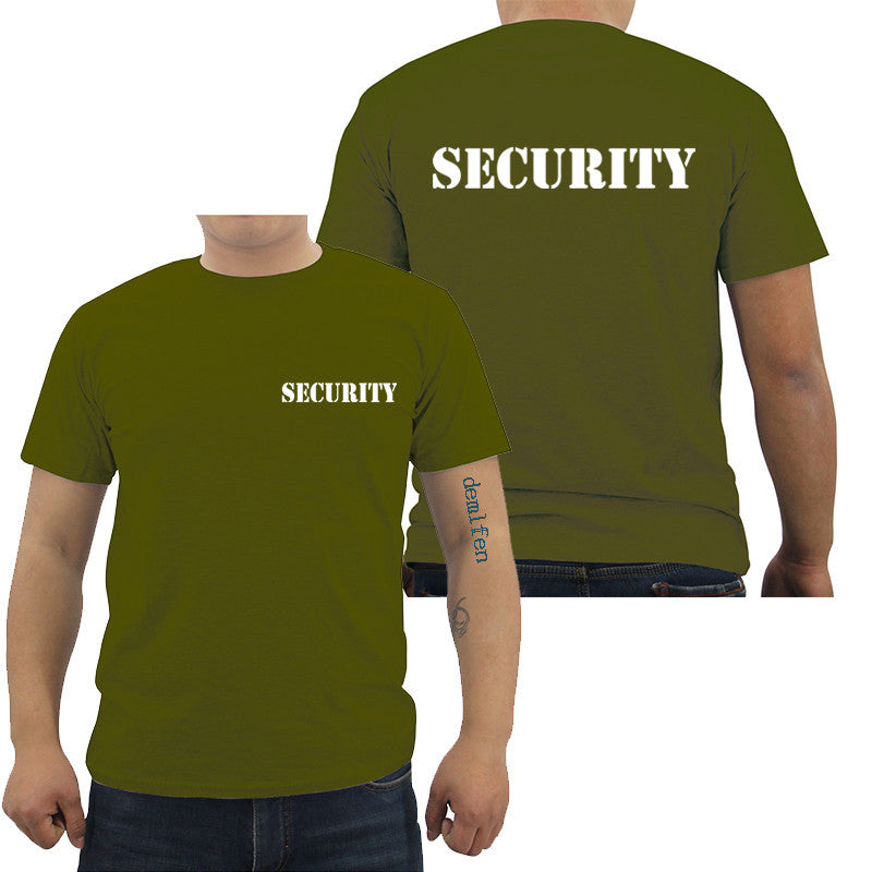 Security Men's T-shirt Event Staff Black Double Sided Top Quality Cotton Casual Short Sleeve Men T Shirts Hip Hop Tees Tops