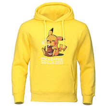 Load image into Gallery viewer, Cartoon Harajuku Men Hoodie NO COFFEE NO WORKEE Hoodies Pikachu Pokemon Sweatshirt Casual Mens Funny Streetwear Anime Pullover
