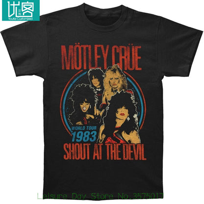 Top Tees Custom Any Logo Size Global Men's Motley Crue Vintage Shout At The Devil T-shirt