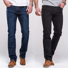 Load image into Gallery viewer, GRG jean homme classique coupe droite jean Stretch décontracté bleu noir pantalon Stretch pantalon Long
