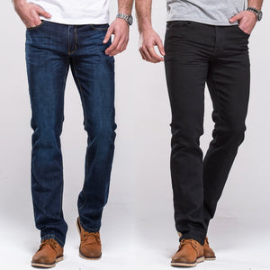 GRG jean homme classique coupe droite jean Stretch décontracté bleu noir pantalon Stretch pantalon Long
