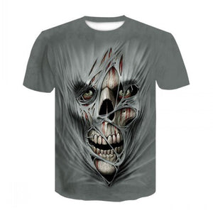 Camiseta de manga corta con estampado de calavera a la moda con logo popular de verano 2019 para hombres jóvenes