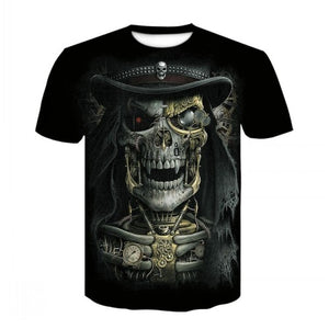 Camiseta de manga corta con estampado de calavera a la moda con logo popular de verano 2019 para hombres jóvenes