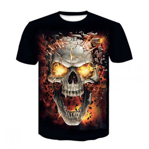 Camiseta de manga corta con estampado de calavera a la moda con logo popular de verano 2019 para hombres jóvenes