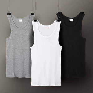 3pcs/lot Men's Top Underwear Cotton Mens Sleeveless Muscle Vest Undershirts O-Neck Gymclothing Asian size Men Under shirt