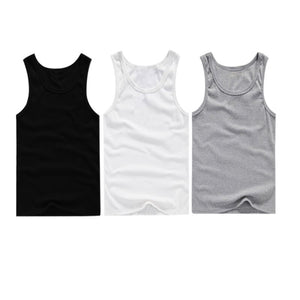 3pcs/lot Men's Top Underwear Cotton Mens Sleeveless Muscle Vest Undershirts O-Neck Gymclothing Asian size Men Under shirt