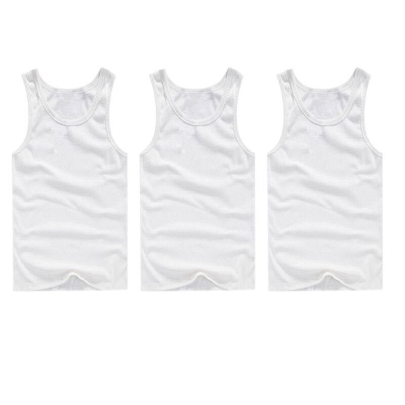 3pcs/lot Men's Top Underwear Cotton Mens Sleeveless Muscle Vest Undershirts O-Neck Gymclothing Asian size Men Under shirt