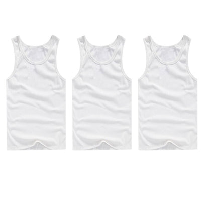 3pcs/lot Men's Top Underwear Cotton Mens Sleeveless Muscle Vest Undershirts O-Neck Gymclothing Asian size Men Under shirt