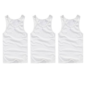 3pcs/lot Men's Top Underwear Cotton Mens Sleeveless Muscle Vest Undershirts O-Neck Gymclothing Asian size Men Under shirt